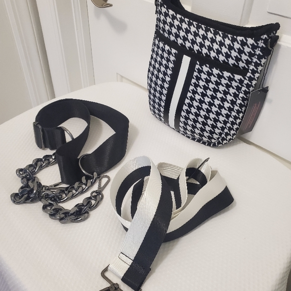 NWT HAUTE SHORE Houndstooth JERI Crossbody Bag with 2 STRAPS - Picture 16 of 16